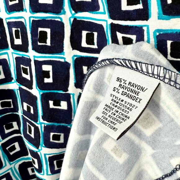 Habitat Plus Size XXL 2X Blue Super Stretchy Wearable Art Blouse Shirt Top - Picture 6 of 7